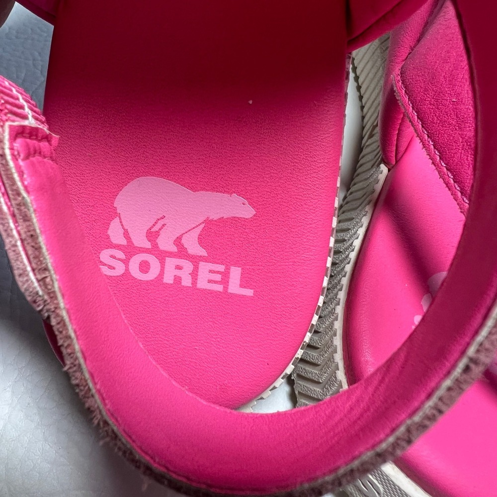 Sorel ONA Streetworks Go To Sandal Womens 9 Hot Pink Padded Leather Platform - Picture 11 of 15